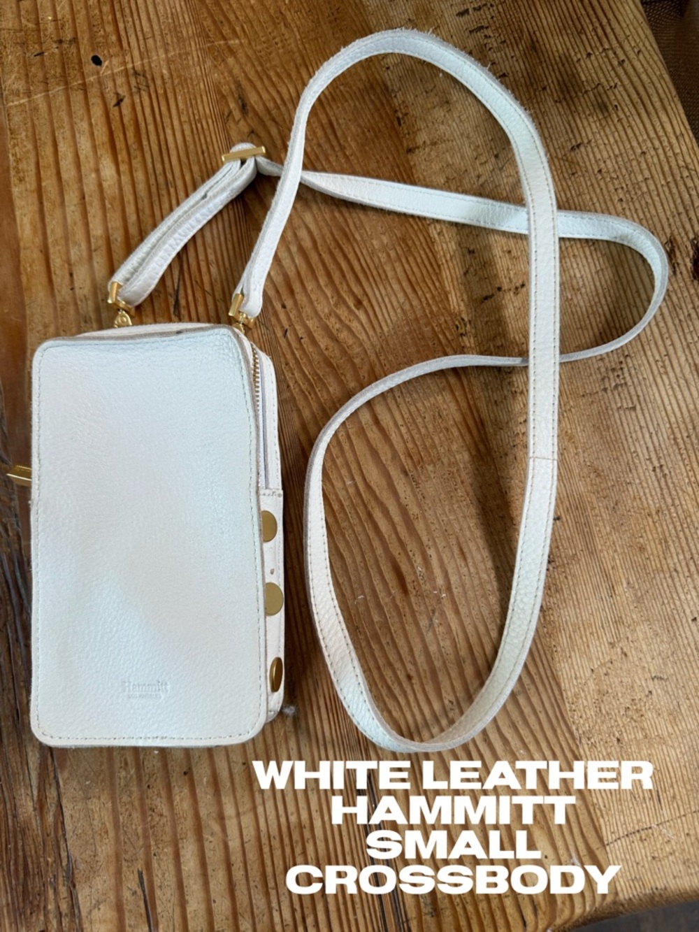 Hammitt White Leather Crossbody with Gold Accents